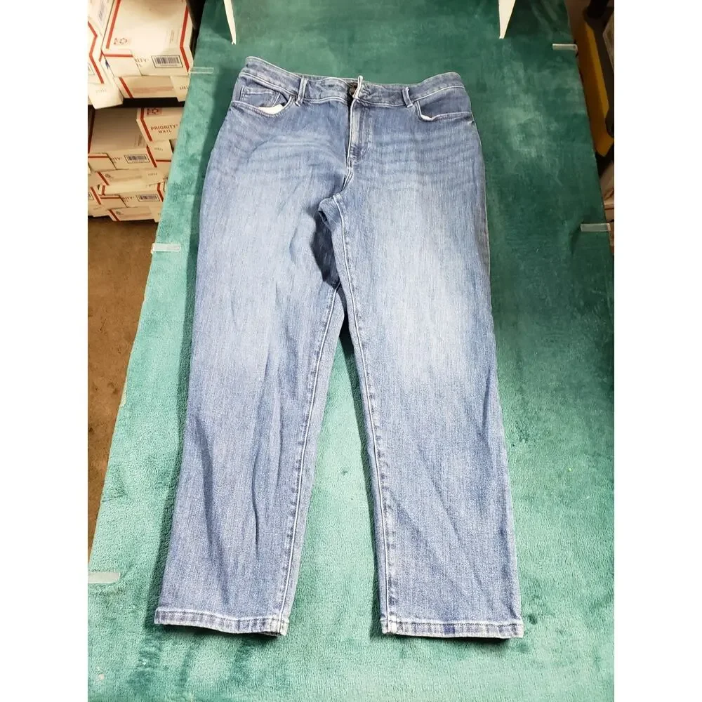 Ann Taylor Jeans Size 12 Women Blue Pants Denim Stretch Mid Rise Straight Ankle